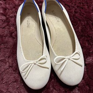 Rothy's Women's White Ballet Flats with Blue Accent